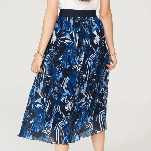Boss Vapliso Elastic Waist Pleated Chiffon Midi Skirt Size 4 NWT